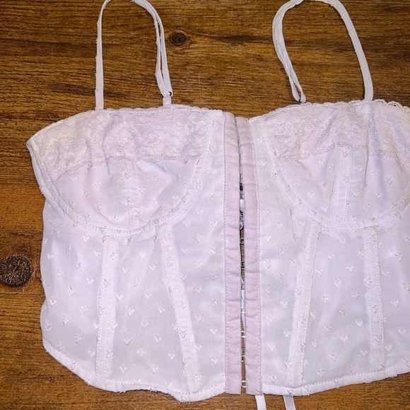 La Hearts Light Pink Adjustable Sexy Lace Corset Sleeveless Sexy Crop Top Size M - Picture 3 of 13